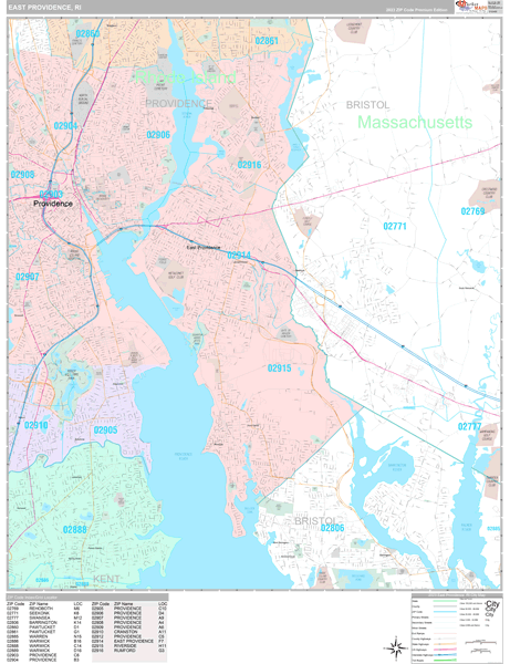 East Providence, RI Wall Map